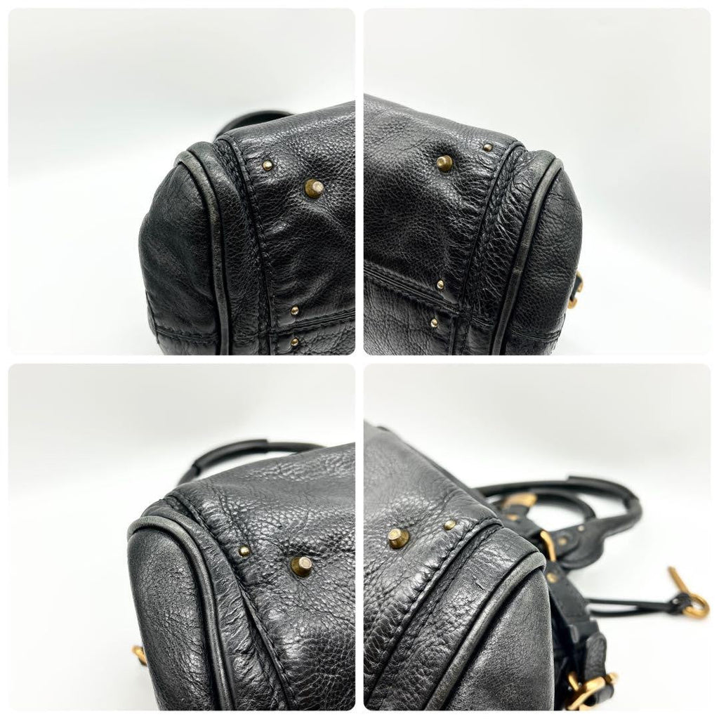 Rare Chloe Paddington Hand Bag Leather Black Padlock Key Used