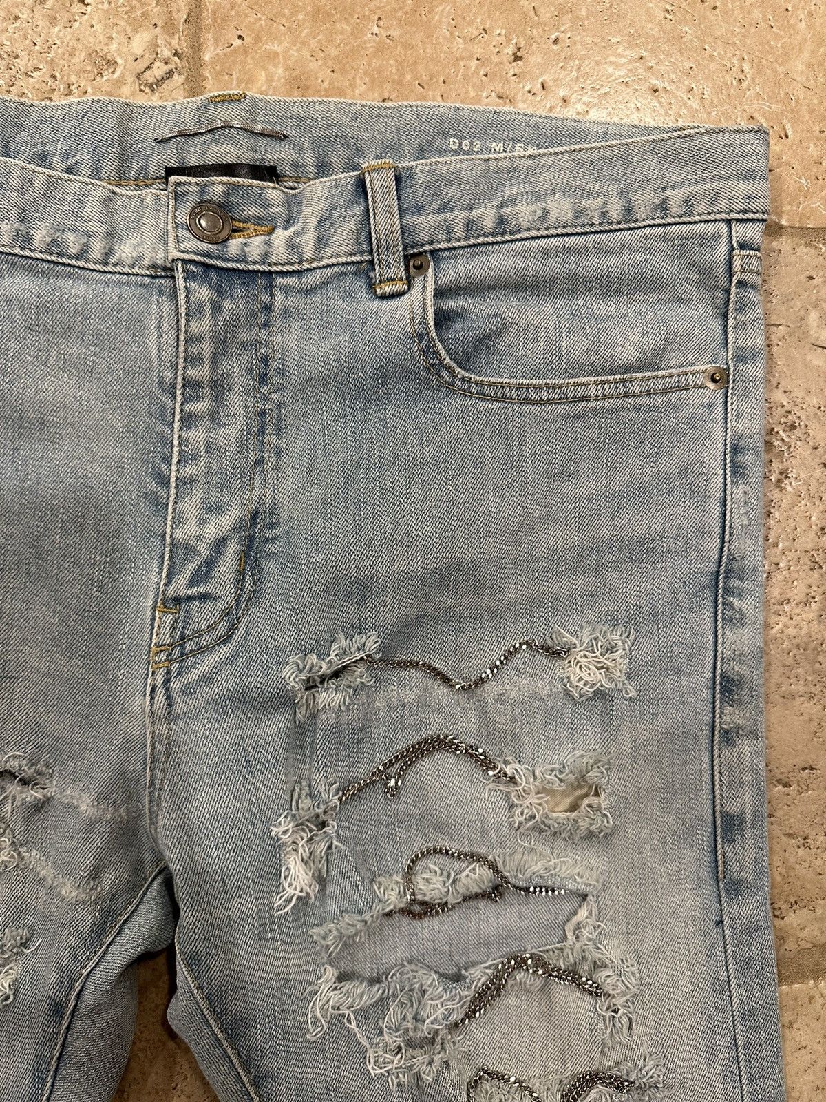 Saint Laurent Paris x Hedi FW13 Light Wash Chain Denim Jeans