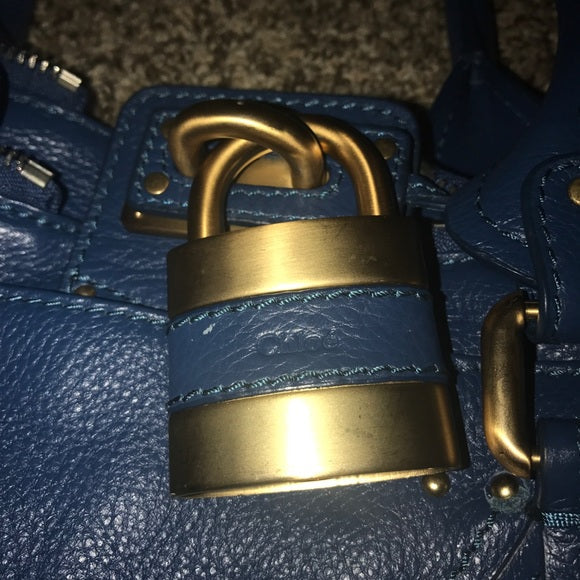 💙 Chloé Paddington Purse – Rare Blue Leather with Matte Gold Hardware 👜✨