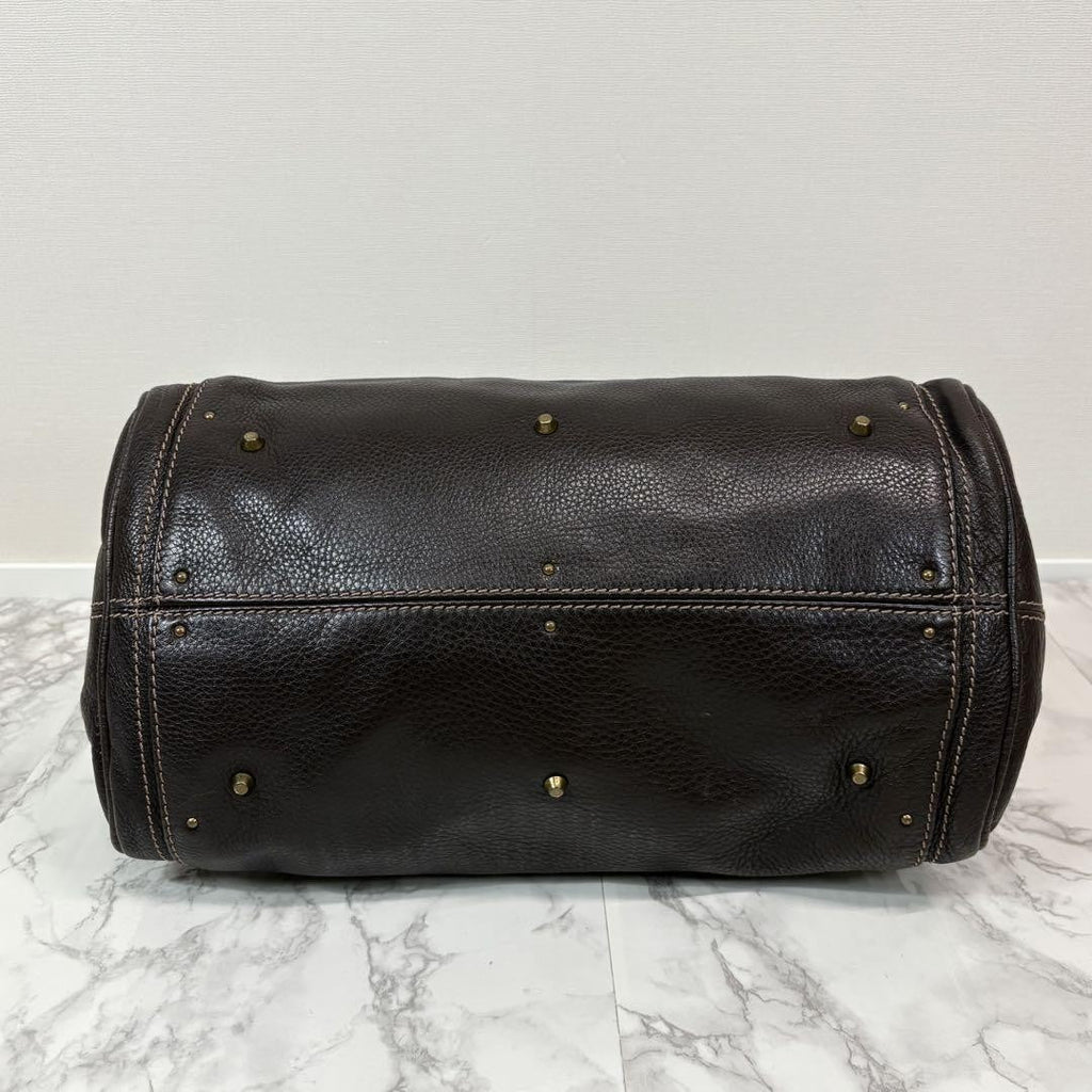 Rare Chloe Paddington Hand Bag Leather Dark Brown Padlock Key Used